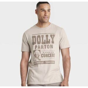 NWT Men's XL Dolly Parton Live In Concert Beige Graphic T-Shirt, Goodfellow & Co